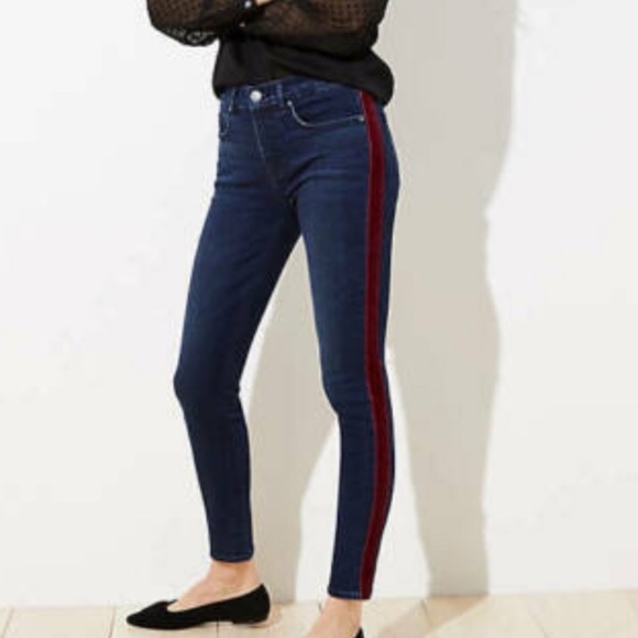 LOFT VELVET STRIPE SLIM JEANS - Picture 2 of 5